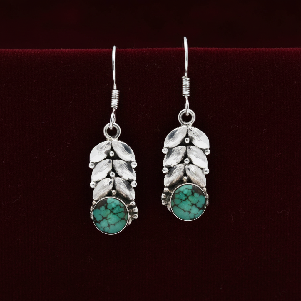Krishnacrafts Turquoise leafy earring