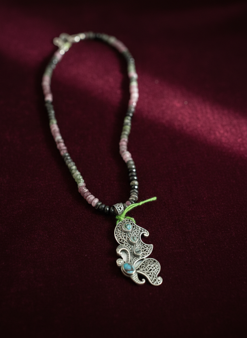 KrishnaCrafts Mala of Multicoloured Beads with Pendant