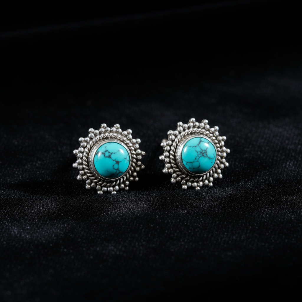 Krishnacrafts stud earring with turquoise stone
