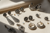 Handcrafted Silver Jhumkas