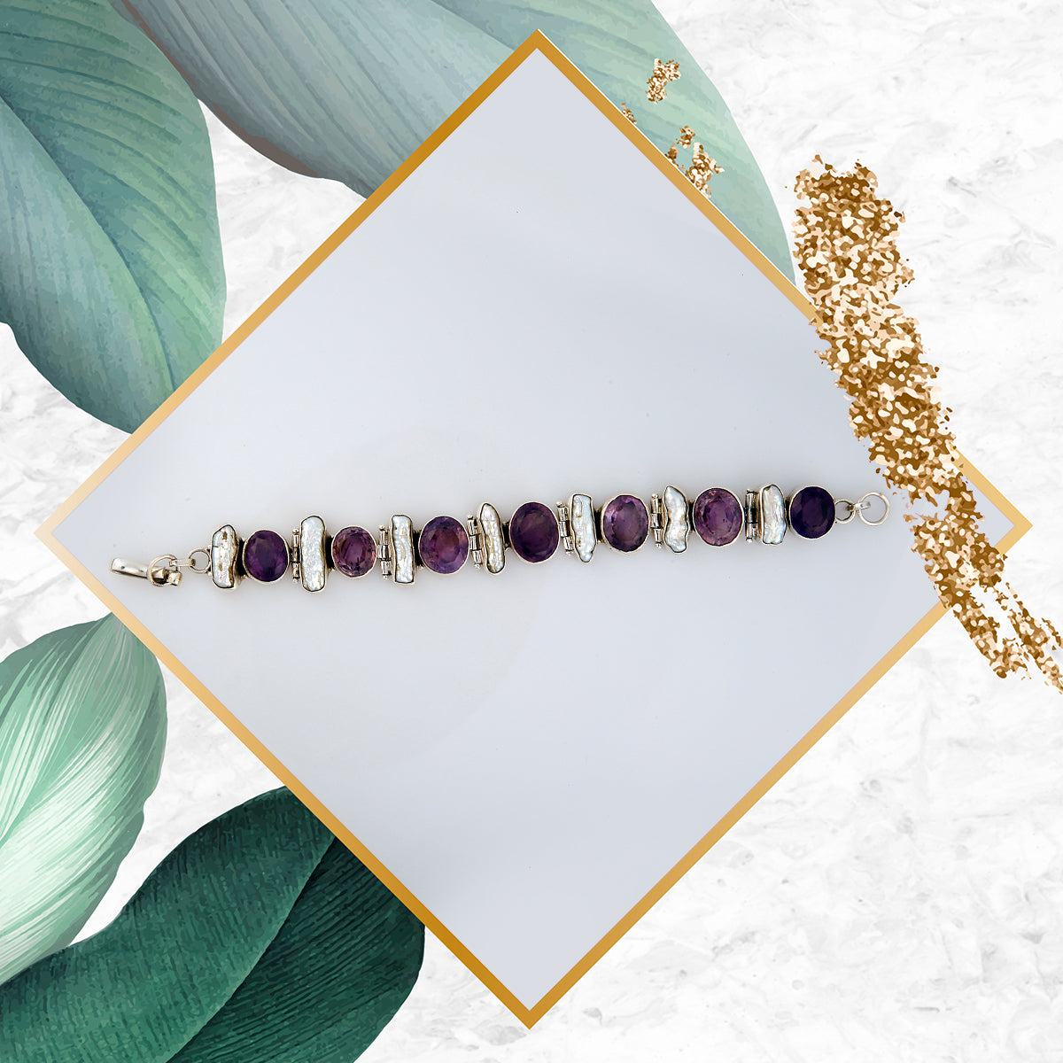 Krishnacraft bracelet with Amethyst with moti