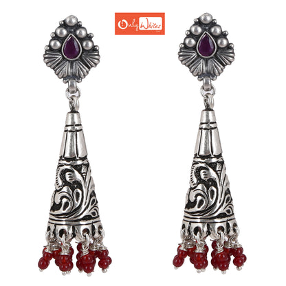 Krishnacrafts classic jhumkas with ruby toned accents