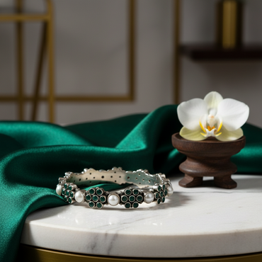 Kishnacrafts Sterling Silver Braclet with Stone setting