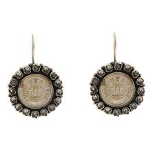 Krishnacrafts Oxidized coin earring