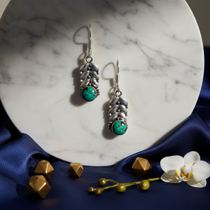 Krishnacrafts Turquoise leafy earring