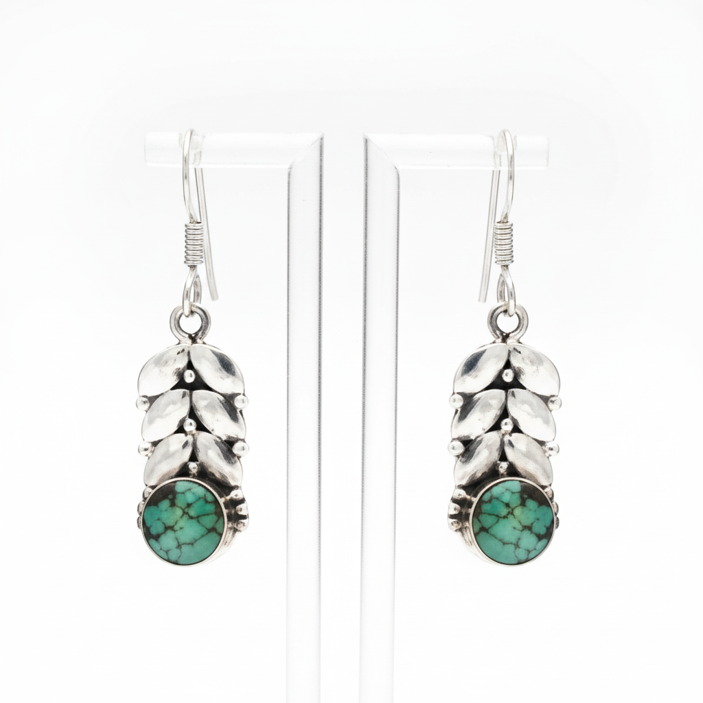 Krishnacrafts Turquoise leafy earring