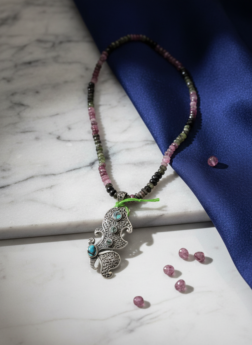 KrishnaCrafts Mala of Multicoloured Beads with Pendant