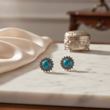 Krishnacrafts stud earring with turquoise stone