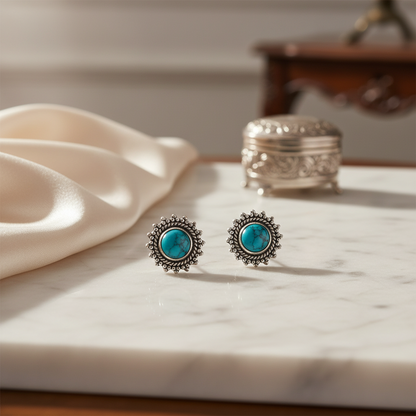 Krishnacrafts stud earring with turquoise stone