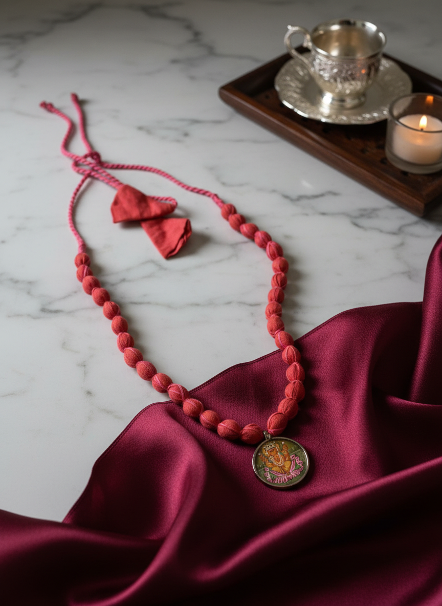 KrishnaCrafts Handcrafted Necklace Mala with Pendant With Printed Motif