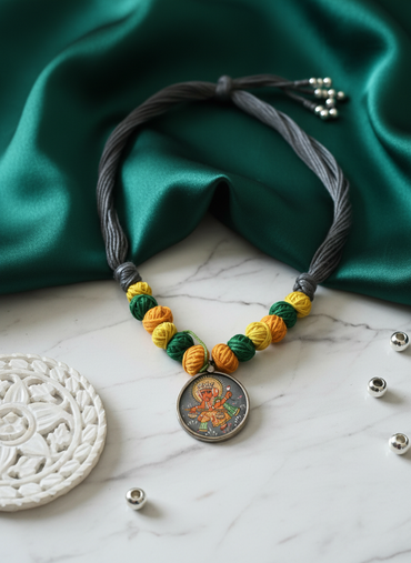 KrishnaCrafts Handcrafted Necklace Mala with Pendant With Printed Motif