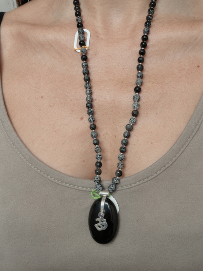 krishnaCrafts Mala with Black stone pendant