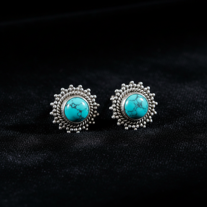 Krishnacrafts stud earring with turquoise stone
