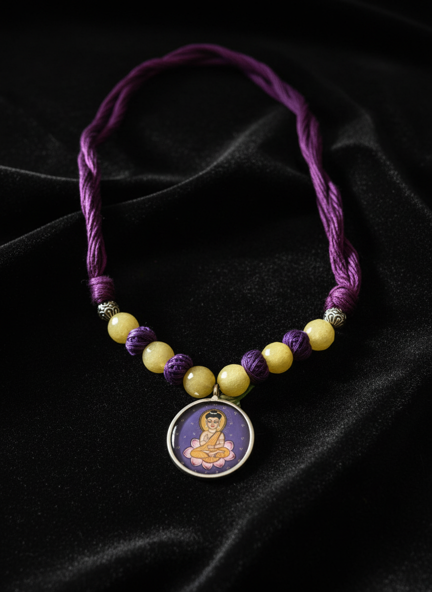 KrishnaCrafts Handcrafted Necklace Mala with Pendant With Printed Motif