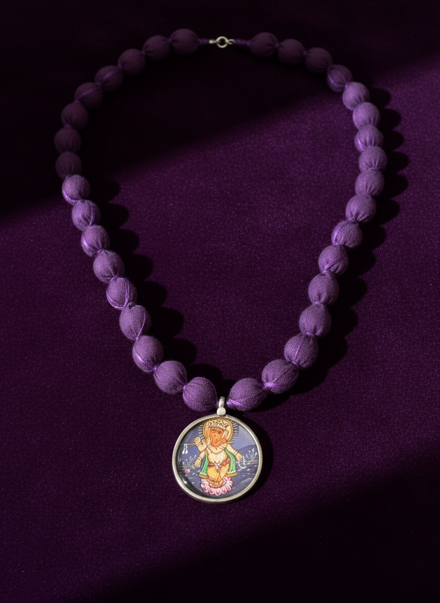 KrishnaCrafts Handcrafted Necklace Mala with Pendant With Printed Motiff