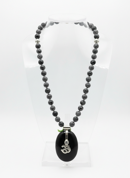 krishnaCrafts Mala with Black stone pendant