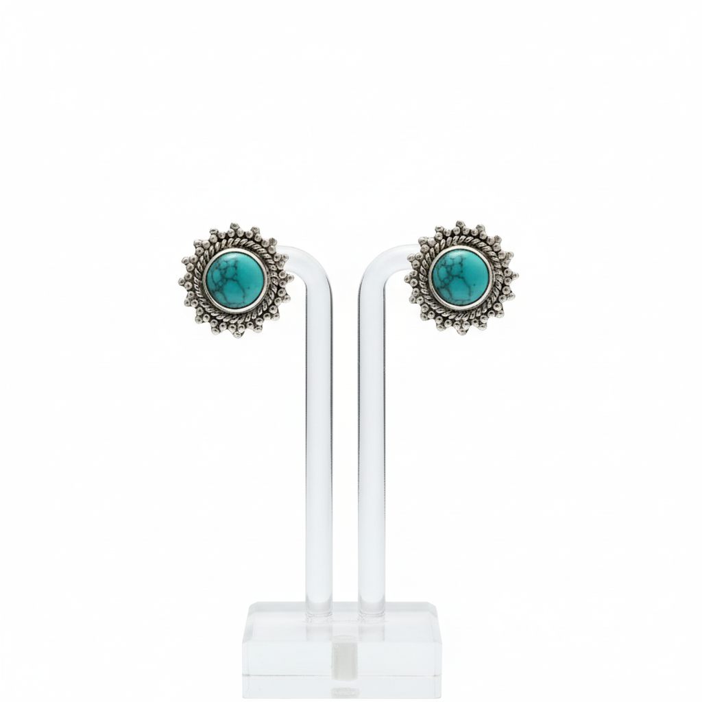 Krishnacrafts stud earring with turquoise stone