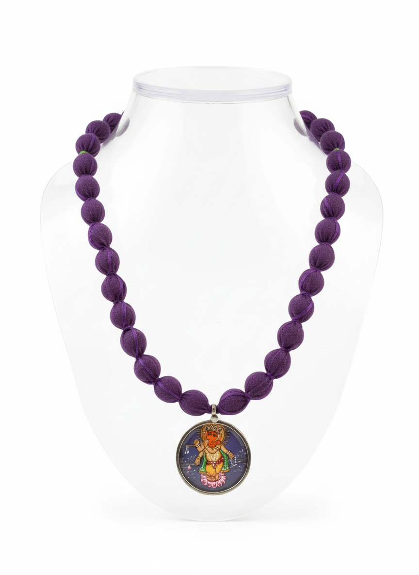 KrishnaCrafts Handcrafted Necklace Mala with Pendant With Printed Motiff