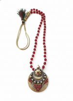 KrishnaCrafts Handcrafted Sterling Silver Necklace  Bead Mala with  Modern Pendant