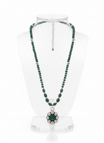 KrishnaCrafts Handcrafted  Sterling Silver  Emerald Bloom  Pendant Necklace